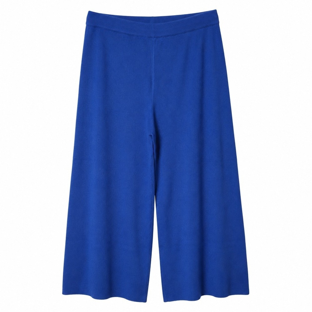Vtg CHICO'S Design Slinky Pull-On Wide Leg Pants Sz 3 Blue Traveler Boho Chic
